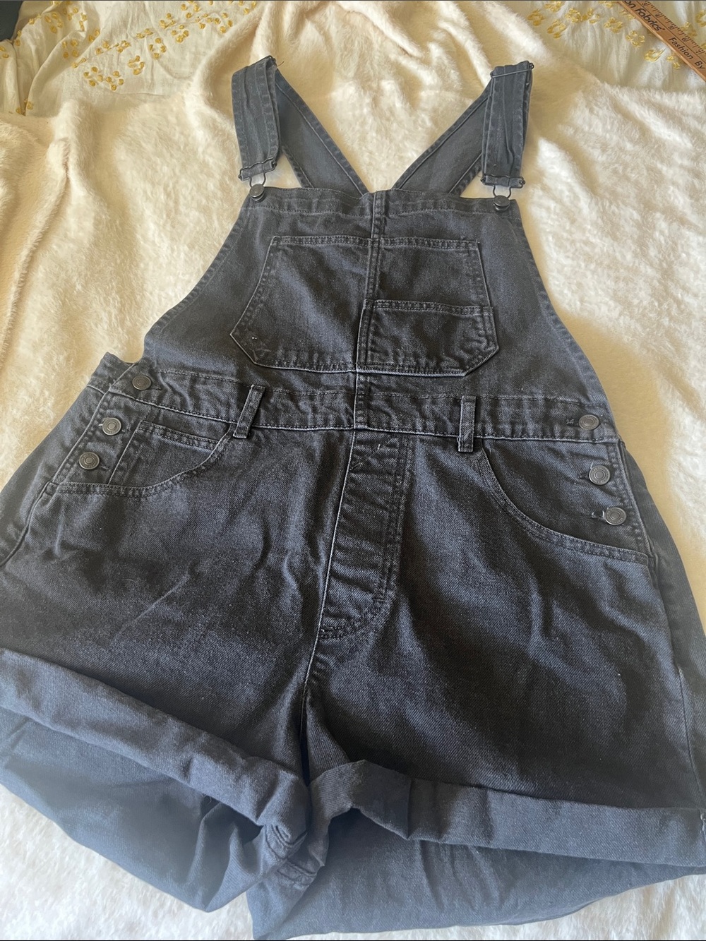 We The Free Ziggy Shortalls Black Denim Free People Short Overalls - Picture 6 of 15